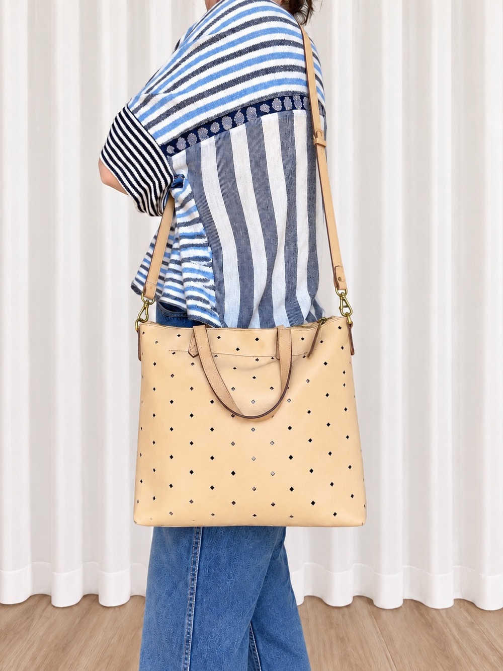 Madewell Perforated Leather Transport Tote Crossbody